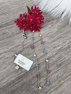 🇺🇸 Kendra Scott Silver Crystal Sierra Star Strand Necklace